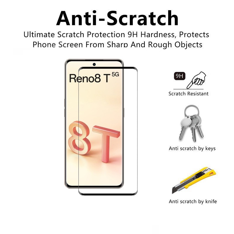 Oppo Reno 12 5GกระจกนิรภัยสําหรับOPPO Reno 12 11 10 Pro Plus Pro + 11F 8T 8 8Z 7 7Z 6 6Z 5 Reno8 T 5G 4G 2 in 1 Full Coverageป้องกันหน้าจอป้องกันเลนส์กล้องฟิล์มแก้ว