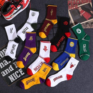 27 Colors NBA Basketball Socks Team Logo Pattern Socks Lakers Rockets Spurs Bull Cavaliers Stoking CX