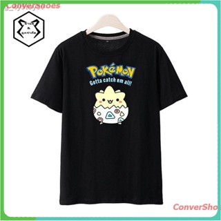 เสื้อยืดแขนสั้นเสื้อยืดลำลอง 【Lowest Price】นักสืบ Pikachu Pokemon Jenny Turtle เสื้อยืดชายและหญิงการ์ตูนโปเกมอนคู่แขนสั้