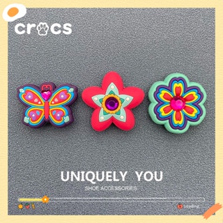 Crocs jibbitz charms ผีเสื้อ ดอกไม้ ซีรีส์ DIY อุปกรณ์ตกแต่งรองเท้า สําหรับ Crocs charm