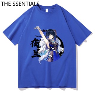 Genshin Impact T Shirt Men Harajuku Cartoon Kawaii Yelan Tshirt Unisex Aesthetic Graphic C_04เสื้อยืด
