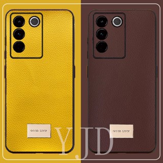 เคสโทรศัพท์มือถือหนัง แบบบางพิเศษ กันกระแทก สีพื้น สําหรับ Vivo V27 Pro V27e