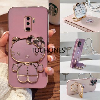 เคส Samsung Galaxy S9 Plus เคส Samsung S20 Ultra Casing Samsung S8 Plus Case Samsung S10 plus Case Samsung S20 FE Case Cute Anime Cartoon Vanity Mirror Hello Kitty Holder Phone Cover Case With Metal Sheet TK การ์ตูนอะนิเมะน่ารัก กระจกโต๊ะเครื่องแป้ง