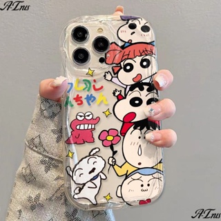 ✅เคสโทรศัพท์มือถือแบบนิ่ม ใส กันกระแทก ลายการ์ตูนชินจัง สําหรับ iPhone 14 13promax 12 11 7 8p xsxr S6YU