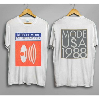 tshirtเสื้อยืดคอกลมฤดูร้อนGildan - Depeche Mode 1988 Music for the Mes Tour White T-shirt YsvWSto4XL_03