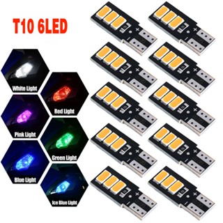 หลอดไฟ Led T10 6 ดวง 3W 12V 24V 0.6A สว่างมาก สําหรับติดป้ายทะเบียนรถยนต์ รถจักรยานยนต์