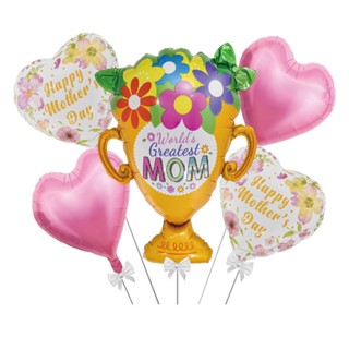 ลูกโป่งฟอยล์อลูมิเนียม ลาย I Love You Mom Happy Mothers Day สําหรับตกแต่งวันแม่