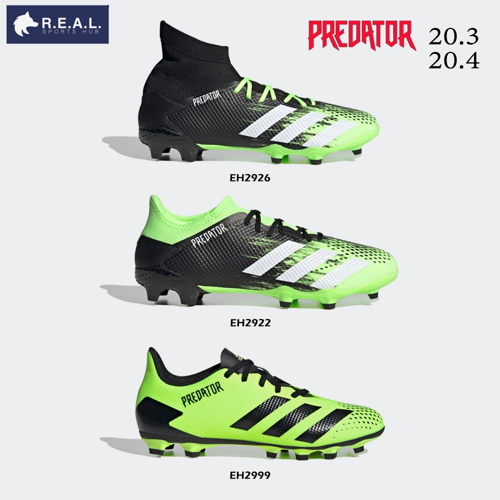 TOP🐼COD 💸ลด55.-ใส่โค้ดNV3LKFF💸รองเท้าฟุตบอล สตั๊ด Adidas รุ่น Predator Mutator 20.3 20.4 สีดำ-เขียว [ EH2922 EH292