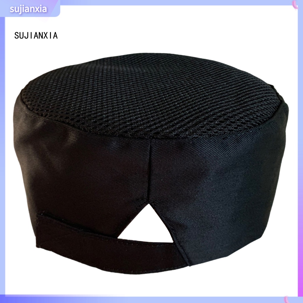 Sujianxia| เทปตาข่าย ระบายอากาศ ทรงโดมแบน สามารถปรับได้ สไตล์เกาหลี ญี่ปุ่น สําหรับเชฟ บริกร อาหาร หมวกทํางาน