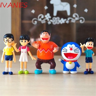 Ivanes โมเดลฟิกเกอร์ Pvc รูปการ์ตูนโดราเอมอน Nobita Nobi ของเล่นสําหรับเด็ก 5ชิ้น/ชุด