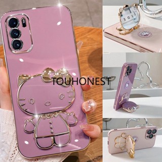 เคส Oppo Reno6 Pro Plus เคส Oppo Reno2 Z Casing Oppo Reno 2Z Cover Oppo Reno2 F Cases Oppo Reno 2F Case Oppo Reno4 SE Case Oppo Reno 6Z Case Cute Anime Cartoon Vanity Mirror Hello Kitty Holder Phone Case With Metal Sheet TK โทรศัพท์มือถือ ลายการ์ตูน