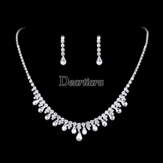 ชุดเครื่องประดับ สร้อยคอ ต่างหู ชุบเงิน ประดับเพชรเทียม หรูห…
