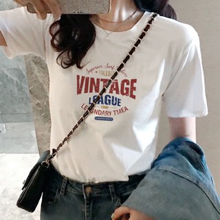 【พร้อมส่ง】เสื้อยืดคอกลม แขนสั้น ผ้าฝ้าย 100% พิมพ์ลายตัวอักษร ทรงหลวม ขนาดใหญ่ แฟชั่นฤดูร้อน สไตล์เกาหลี สําหรับผู้หญิง 2023