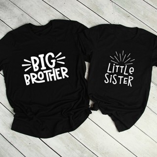 เสื้อยืดแขนสั้นลําลอง พิมพ์ลาย Big Brother Little Sister แฟชั่นฤดูร้อน สําหรับผู้ชาย และผู้หญิง