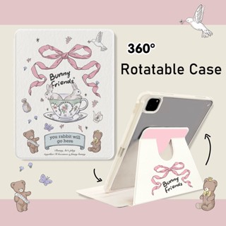 Casing Hard Acrylic Bow And Rabbit Case Compatible with IPad Mini6 IPad5 6 7 8 9 Air Air1 Air2 Air3 Air4 Air5 10.9" Pro10.5 Pro11 Pro12.9 2018 2020 2021 2022 Leather Cover