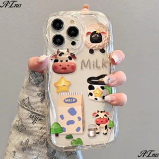 ✅เคสป้องกันโทรศัพท์มือถือใส แบบนิ่ม ลายวัว กันกระแทก สําหรับ Apple iPhone 14 13promax 12 11 7 8p xsxr OB3R