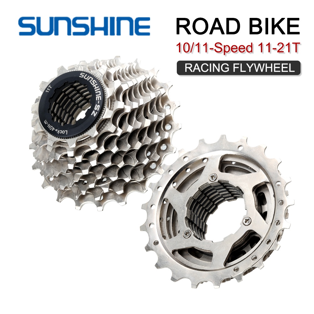 Sunshine Race Road Bike Freewheel 10S 11-21T/11S 11-21T Cassette และ KMC X10 X11 เงินสีดําโซ่ Road Racing Flywheel