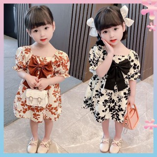 Girls dress summer dress 2021 New Internet celebrity girls summer floral baby Western style princess childrens dress