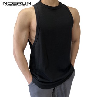 INCERUN Mens Fashion Solid Muscle Mens Sleeveless Tank Top