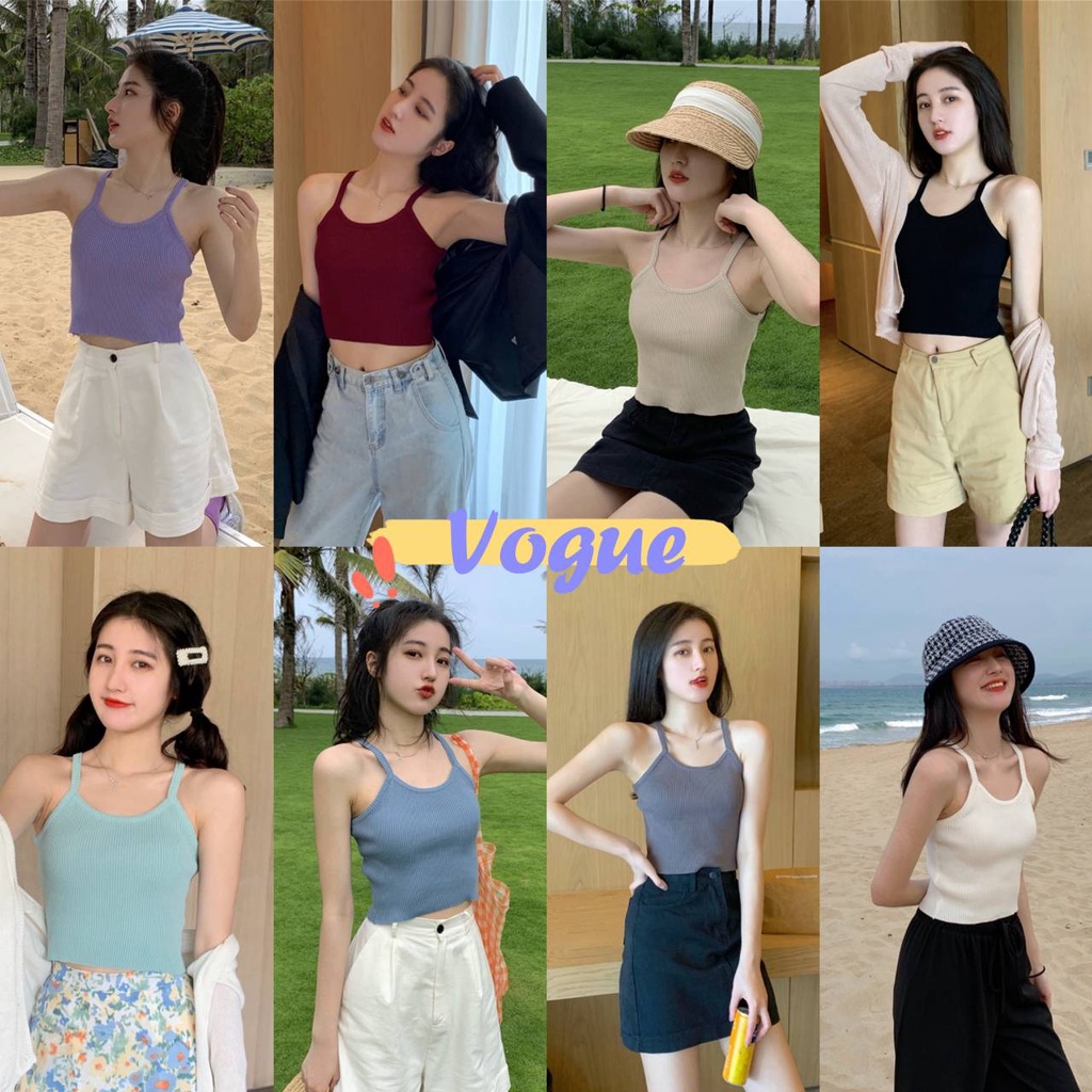 Vogue พร้อมส่ง เสื้อกล้ามไหมพรม ดีเทลผ้าร่อง มี8สีคิ้วมาก (47210) -N