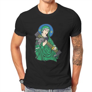 เสื้อยืดแขนสั้น คอกลม ผ้าฝ้ายแท้ พิมพ์ลาย Saint Javelin NLA The Blessed Virgin Mary สําหรับผู้ชาย