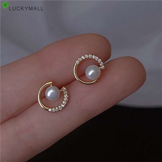 Fashion Pearl Gold Earrings Elegant Zircon Hoop Earring for Women Hypoallergenic Jewelry Accessories