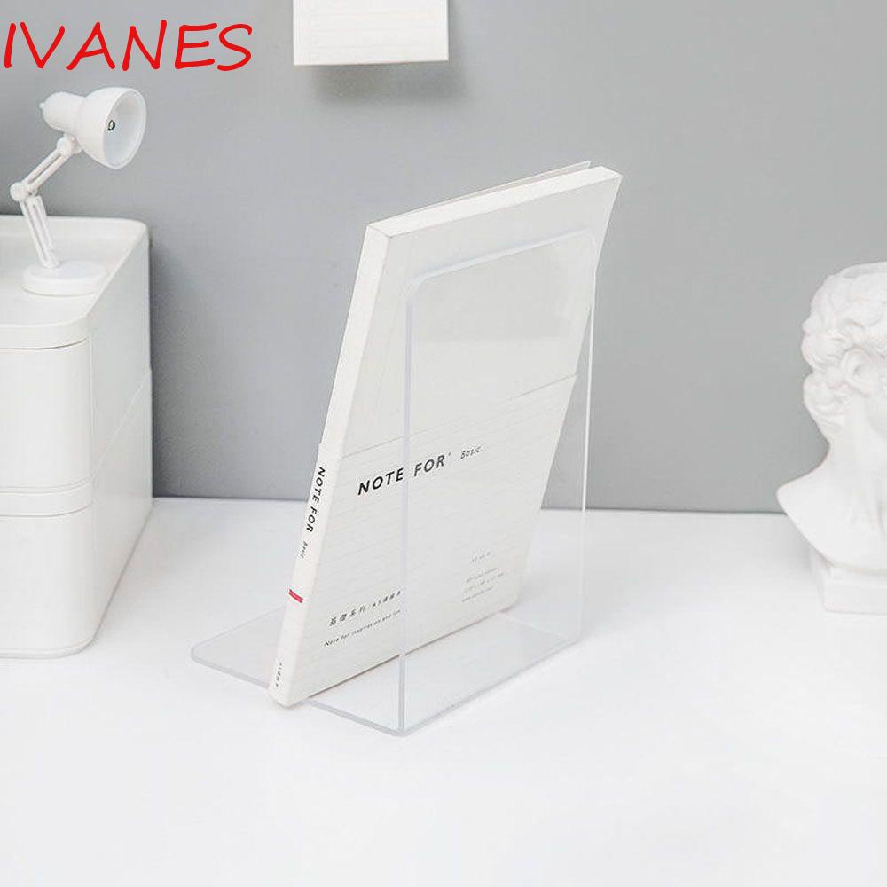 IVANES Organizer Acrylic Bookends Office Supplies Book Display Stand Transparent Bookends Desk Accessories Frame Document Holder Desk Organizer Bookend School Supplies Book Stand Holder/Multicolor