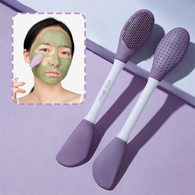 2 In 1 แปรงมาสก์หน้า แบบสองหัว / ทําความสะอาดมาสก์หน้า ใช้ซิลิโคน ที่ขูด / แต่งหน้าทุกวัน แปรงขัดผิวหน้า - รูปที่ 7