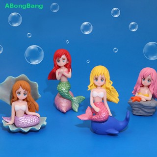 Abongbang เครื่องประดับเรซิ่น รูปการ์ตูนนางเงือก สําหรับตกแต่งตู้ปลา