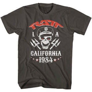 เสื้อยืด พิมพ์ลายวงร็อค Ratt Rock La California 1984 Concert Tour Art สําหรับผู้ชาย