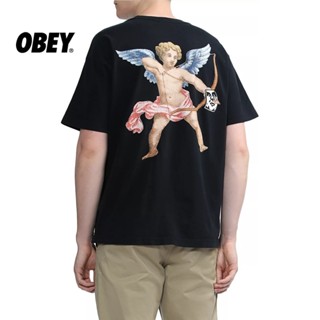 Obey เสื้อยืดแขนสั้น พิมพ์ลายภาพวาดสีน้ํามัน ทรงหลวม สไตล์อเมริกัน เหมาะกับฤดูใบไม้ผลิ และฤดูร้อน สําหรับทุกเพศ