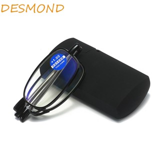 DESMOND Metal Reading Glasses Small Glasses Spectacles Folding Eyeglass With Original Box Frame Blue Light Proof MINI Design Fashion Old Man +1.0 +1.5 +2.0 +2.5 +3.0 +3.5 +4.0/Multicolor