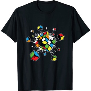 เสื้อคู่รัก ระเบิด Rubix รูบิคส์รูบิคส์ลูกบาศก์ของขวัญเสื้อยืดสําหรับเด็ก Unisex เสื้อลําลองฤดูร้อนสนุกเด็กชายทีหลวม