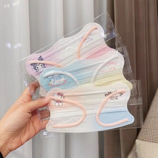 หน้ากากแมวคิตตี้ ไล่โทนสี Cinnamoroll Kuromi V Type Mask High Beauty Butterfly Mask Female Heart Disposable Adult Mask 10 ชิ้น / 50 ชิ้น