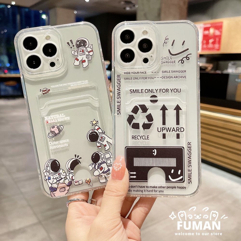 เคสโทรศัพท์มือถือ แบบนิ่ม ลายนักบินอวกาศ หน้ายิ้ม มีช่องใส่บัตร สําหรับ Huawei Nova 10 9 6 Pro SE 8 8i 7i 5T 4E 3i 2 Lite - รูปที่ 2