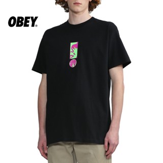 Obey ใหม่ เสื้อยืดลําลอง แขนสั้น ทรงหลวม พิมพ์ลาย สีตัดกัน สไตล์อเมริกัน แฟชั่นฤดูใบไม้ผลิ ฤดูร้อน สําหรับทุกเพศ