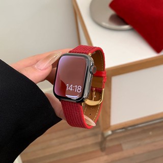 สายนาฬิกาข้อมือหนังนิ่ม ลายวาฟเฟิล สไตล์วินเทจ สําหรับ Apple Watch Series Ultra 8 7 SE 6 5 4 3 2 42 44 45 498 มม. 38 40 41 มม.