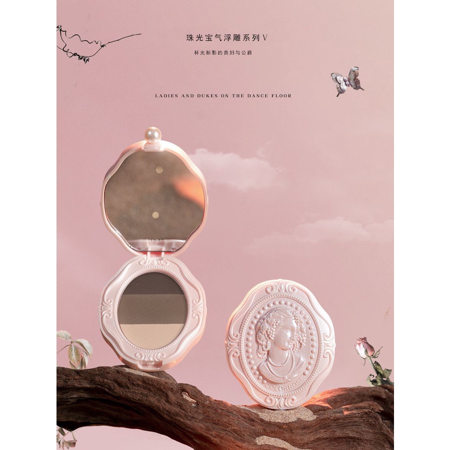 Colorrose ที่เขียนคิ้ว แบบฝุ่น สามสี ธรรมชาติ ติดทนนาน กันน้ํา ไม่ลอกออก แต่งหน้า คิ้ว ผง อายแชโดว์