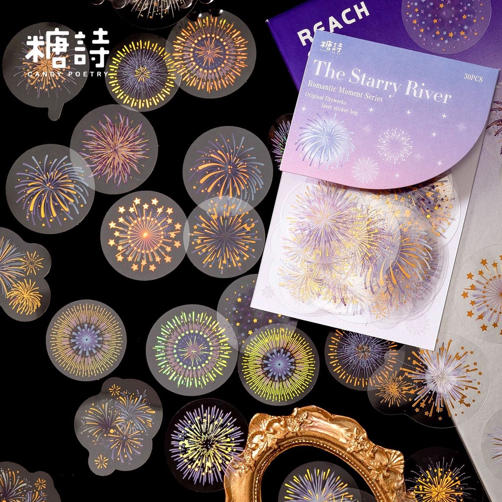 30 ชิ้นโรแมนติก Moment Series สติกเกอร์โฮโลแกรมดอกไม้ไฟสติ๊กเกอร์ตกแต่ง PET Self-Adhesive ชุดสติกเกอร์สําหรับ Scrapbooking Diy ราคา ถูกที่สุด ดีลบีเคเค แกลเลอรีภาพที่ 4