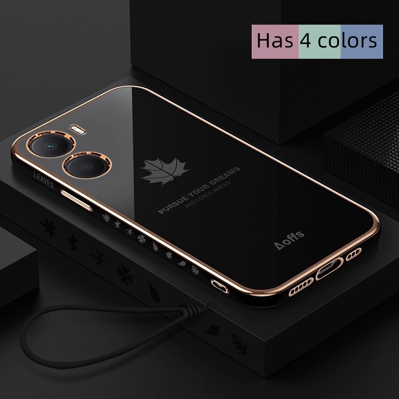 เคส Vivo Y16 Y35 Y22 Y22S Y15 Y15S Y15A Y20 Y20S Y01 Y01A Y12S Y12A Y31 Y51 Y51A Y53S Y75 T1X Y21 Y21S Y33S Y33T Y21A Y17 Y15 Y12 Y19 Y30 5Gโทรศัพท์มือถือ ขอบตรง ลายใบเมเปิ้ล สําหรับ FY