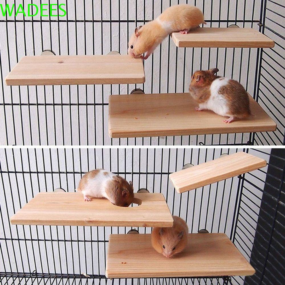 Wadees ขาตั้งไม้ แพลตฟอร์ม สปริงบอร์ด ชินชิล่า หนูแฮมสเตอร์ กรงนกค็อกคาเทล เจียรอุ้งเท้า ของเล่นไม้ ชั้นวางนกแก้ว