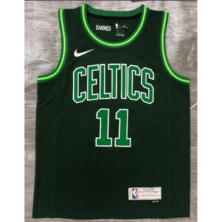 เสื้อกีฬาแขนสั้น ลายทีม NBA Boston Celtics 11# Irving เสื้อกีฬาบาสเก็ตบอล สีเขียวเข้ม 2021