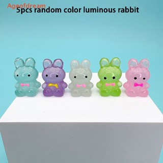 [Ageofdream] 5Pcs Miniature Luminous Cartoon Rabbit Cute Resin Ornaments Car Home Decoration New