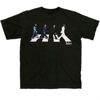 เสื้อยืดแขนสั้นThe_beatles Abby Road Silhouette เสื้อยืดสีดํา Unseix Tee ของขวัญวันแม่S-5XL