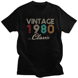 เสื้อยืดแขนสั้นเสื้อยืดคอกลม แขนสั้น ผ้าฝ้าย 100% พิมพ์ลาย Want Vintage 1980 Classic 40th ของขวัญวันเกิด สไตล์เรโทร สําห