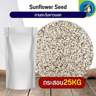 สุดยอด ทานตะวันขาวนอก White Sunflower อาหารนก กระต่าย หนู กระต่าย กระรอก ชูก้า และสัตว์ฟันแทะ (กระสอบ 25KG)