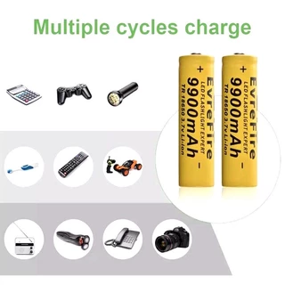 4pcs 18650 9900mAh GTL li-ion 3.7V ไฟฉายแบตเตอรี่แบตเตอรี่แบบชาร์จไฟได้ RC989