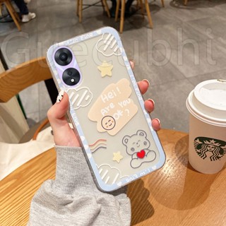 ใหม่ พร้อมส่ง เคสโทรศัพท์มือถือ ซิลิโคนนิ่ม ใส ลายหมีแฮปปี้น่ารัก 2023 สําหรับ OPPOA78 OPPO A78 4G OPPOA784G