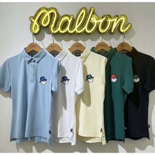 Malbon เสื้อยืดโปโล แขนสั้น พิมพ์ลาย สไตล์เกาหลี แฟชั่นฤดูร้อน สําหรับเล่นกีฬากอล์ฟ