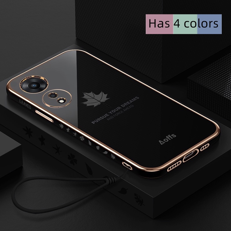 เคส OPPO A78 A17 A17K A57 A77S A77S A16 A54 A55 A15 A15S A53 A33 A92 A52 A96 A76 A95 A74 4G โทรศัพท์มือถือ ขอบตรง ลายใบเมเปิ้ล สําหรับ FY